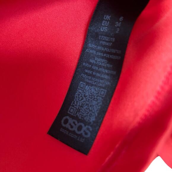 ASOS Red Off Shoulder Ruffle Peasant Top Size 2 Boho Blouse - Picture 5 of 8